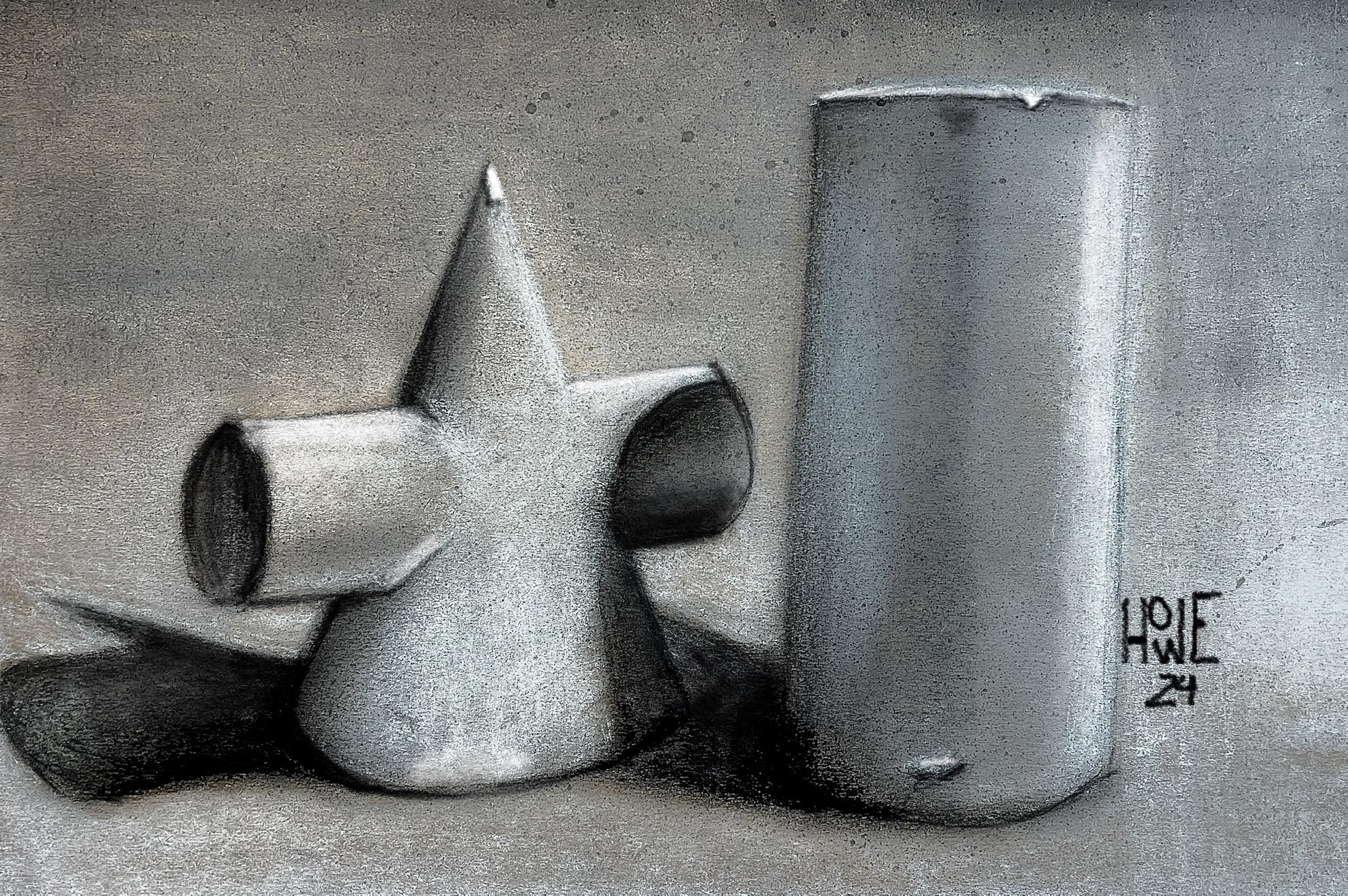 Ilustracion de grafito figuras tridimensionales