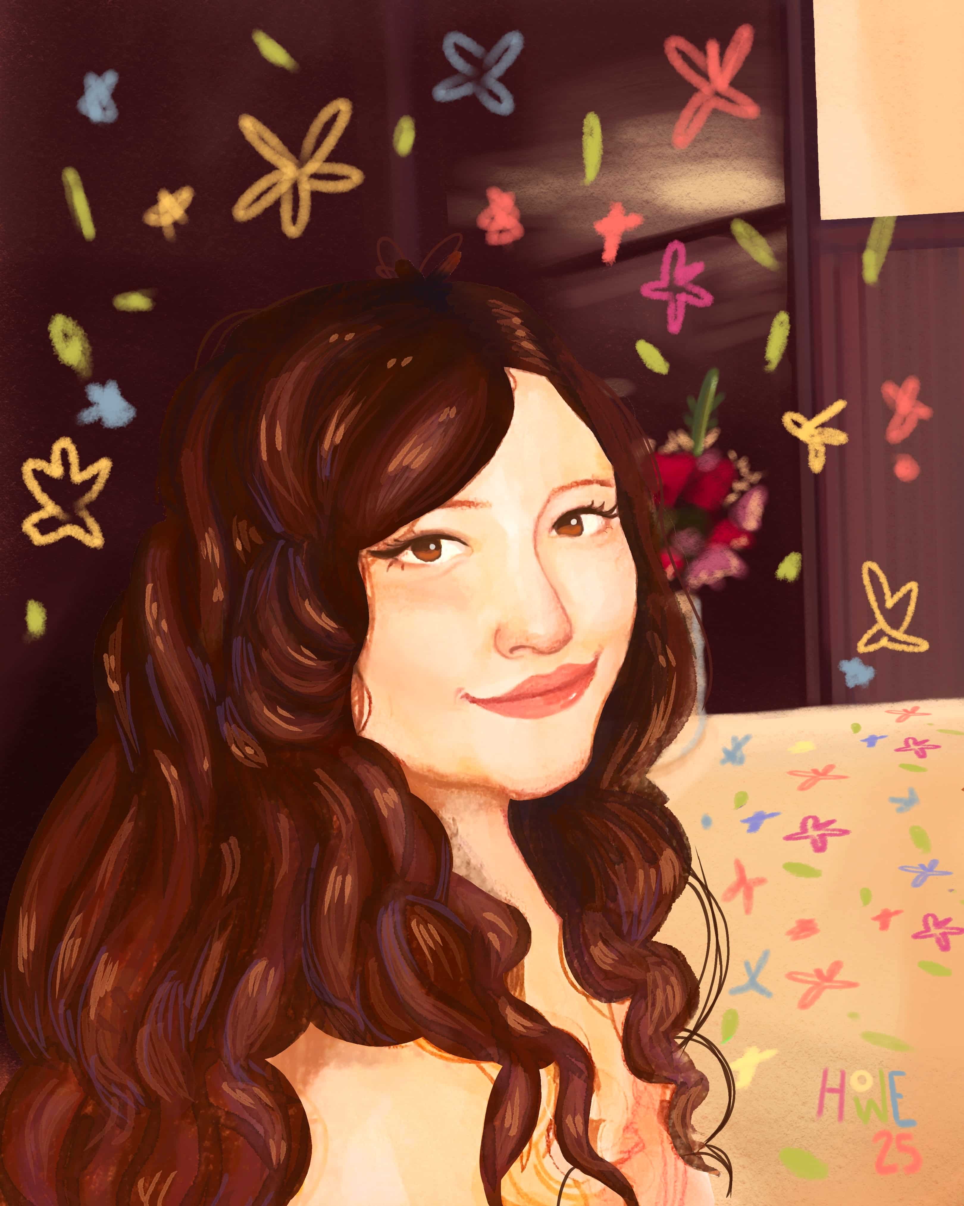 Ilustracion de mi novia Isabella, ella se encuentra de perfil aparentemente durmiendo